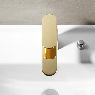 Gold Basin Mixer Restroom Single Hole Sink Faucets
