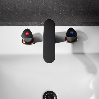 2 Handle Bathroom Widespread Faucet Black Deck Mounted