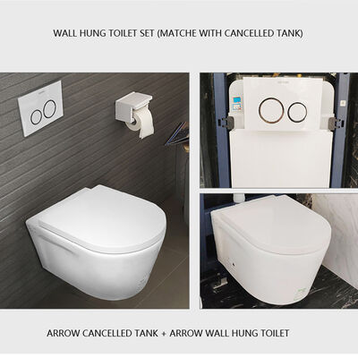 ARROW Water Saving Smart Wall Hung Toilet with Gravity Flushing and Concealed Tank