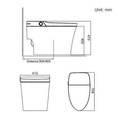 ARROW High-end Smart Toilet with Heated Seat, Remote Control, and Siphon Flushing - One Piece Intelligent Toilet