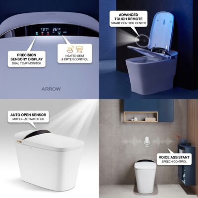 ARROW AS2001 One Piece Smart WC Voice Control Auto Open & Close Heated Seat Bathroom Sanitary