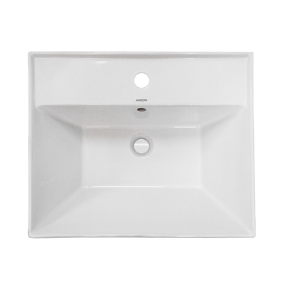 Ceramic Vanity Countertop Basin With Tap Hole White Glazed Color