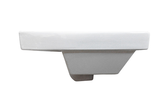 Ceramic Vanity Countertop Basin With Tap Hole White Glazed Color