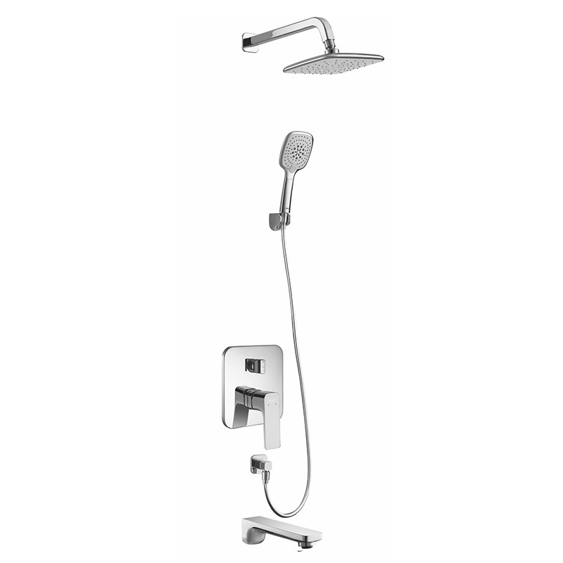 Shower Faucet Set Built-in Easy Clean Rainfall Shower Set Square Shape Bathroom Hotel Household